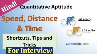 Speed, Distance and Time in Hindi - Aptitude tricks for Job interviews - Freshers & Experienced