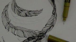 Pen & Ink Drawing Tutorials | How to draw feathers with pen & ink