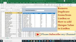 How to remove Duplicate Item from ListBox in Excel VBA