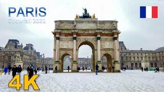 Paris Snowfall 2021 - Around Louvre Museum