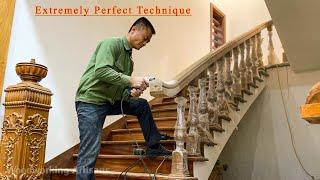 Project Of Making Wooden Stairs At Home - Constructing Beautiful Curved Wooden Staircase Handrails