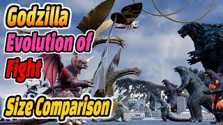 Evolution of Godzilla Fight 1954 to 2019 Size Comparison (고질라 전투 크기비교)