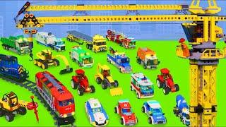 Stories with police cars, excavator and other toys for kids