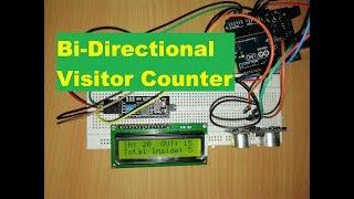 Bi-Directional Visitor Counter using single ultrasonic sensor with LCD