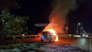 Car Engulfs In Flames At Mandovi Bridge #Goa #Panaji #Car Fire