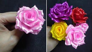 How to Make Roses From Satin Ribbons Measuring 2,5 cm | DIY