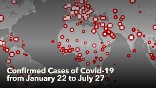 Animated Maps: Confirmed Cases of COVID-19 from January 22 to July 27 (4K)