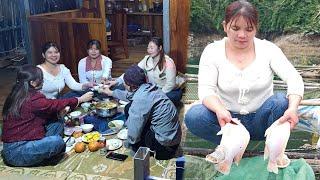 Harvesting fish after 10 months of raising and inviting siblings to attend the year -end meal.