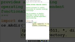 Python program to create new folder #shorts #pythonosmodule #pythonmkdir #pythonprgrammkdir #python