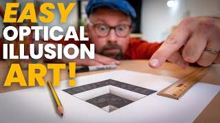 How to make Optical Illusion Art that tricks eyes! A simple art lesson that develops drawing skills.