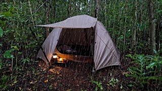 Full 24 Jam Solo Camping di Hutan | Terjebak Angin Kencang dan Hujan Deras Seharian di Dalam Hutan