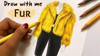 Faux Fur | Pencil blending technique | Fashion illustration  | Art Studio by Srabani