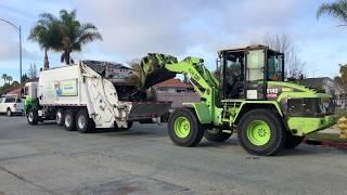 San Jose Greenwaste Collection - Leach 2RIII and CAT 914G Tractor In Action