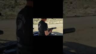 Shooting a big gun and a machine gun