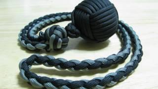 Paracordist: Monkey's Fist self defense lanyard - how to tie a manrope knot and 4 strand round braid