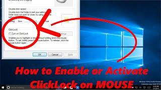 How to Enable or Activate ClickLock on MOUSE