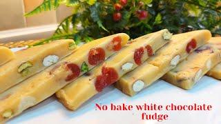 White Chocolate Fudge | No Bake White Chocolate Fudge Quick & Easy Recipe | Homemade Chocolate Fudge