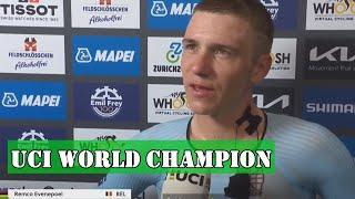 REMCO EVENEPOEL WORLD TIME TRIAL CHAMPION IN ZURICH - INTERVIEW AT THE FINISH