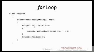 C# Beginner 5 - Loops (for, while, do...while)