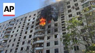 Russian aerial bomb strikes Kharkiv multistory residential building