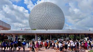EPCOT 2023 Summer Morning Walkthrough in 4K | Walt Disney World Orlando Florida July 2023