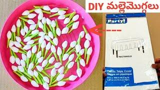 DIY Jasmine buds with Table Cover | DIY మల్లెమొగ్గలు | Hair accessoires | Sravs kitchen and Crafts