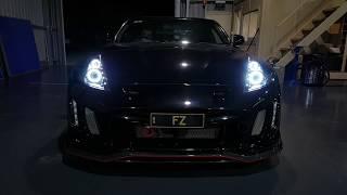 370Z custom headlights switchback LED halos rings runway LEDs black candy red paint