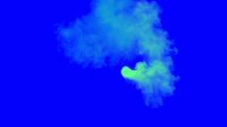 green smoke turbulancing in a blue screen free animated