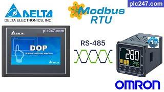 Delta HMI "Modbus RTU" Omron E5CC Tutorial