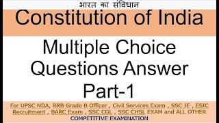 Constitution of India-Multiple Choice Questions-Part-1|PRANSHI VERMA