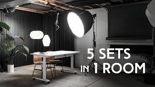 5 YOUTUBE FILMING SETS IN 1 ROOM | Our Multi-Functional Home Studio Breakdown