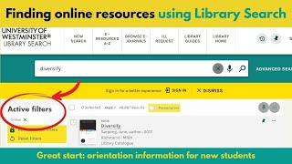 Finding online resources using Library Search