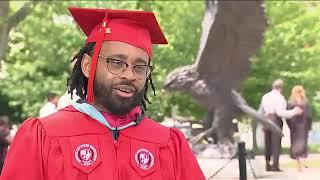 'Super dad' graduates with master's while working 3 jobs