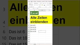 Alle Zeilen in Excel einblenden - alle Zellen wieder sichtbar machen falls sie ausgeblendet sind