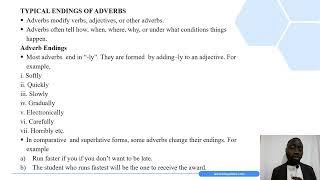 Typical Endings of Adverbs Lesson 9- English Form 4 Topic 1- Grammar -Video Lesson