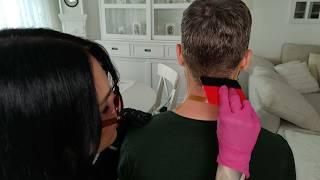 ASMR Neck Hair Filling - Removal Of Hairless Areas On The Neck