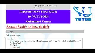 CS411 Final Important MCQ's 2023 Current Paper 2023