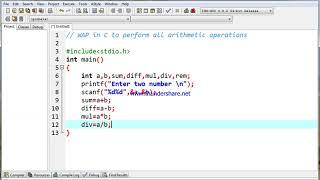 C program to perform all arithmetic operation