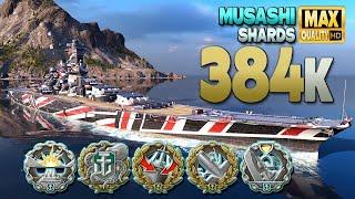 Battleship Musashi: Huge game on map Shards - World of Warships