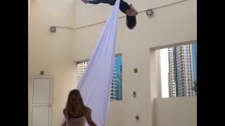 Beautiful aerial silk duo show in Dubai