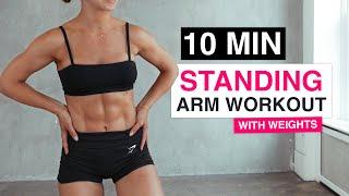 10 MIN STANDING ARM WORKOUT With Dumbbells | Biceps, Triceps & Shoulders