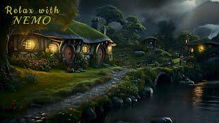 A Rainy Night in Hobbit Village - Peaceful River, Rain and Thunder Sounds for Falling Asleep Faster