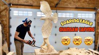 AMAZING WOOD ART!   Eagle  Carved With A CHAINSAW!