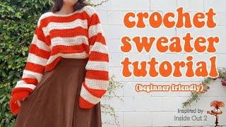 Crochet Striped Sweater Tutorial │ Beginner Friendly Inside Out 2 ANXIETY Inspired Sweater