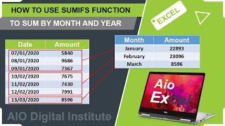 How to sum values based on month and year in Excel