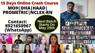 15 Days Online Crash Course for DHA, HAAD, MOH, PROMETRIC (SAUDI, QATAR, OMAN, BAHRAIN), N-CLEX RN