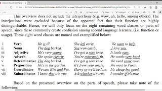 The Parts of Speech (An Initial Listing)