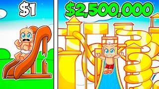 $1 vs $250,000,000 LUXURY WATERPARK in Roblox!