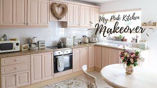 My Pink Cottage Kitchen Makeover, Repainting Kitchen Cabinets