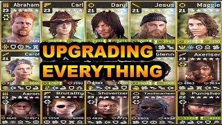 UPGRADING EVERY SURVIVOR AND HERO  IN THE WALKING DEAD NO MAN'S LAND